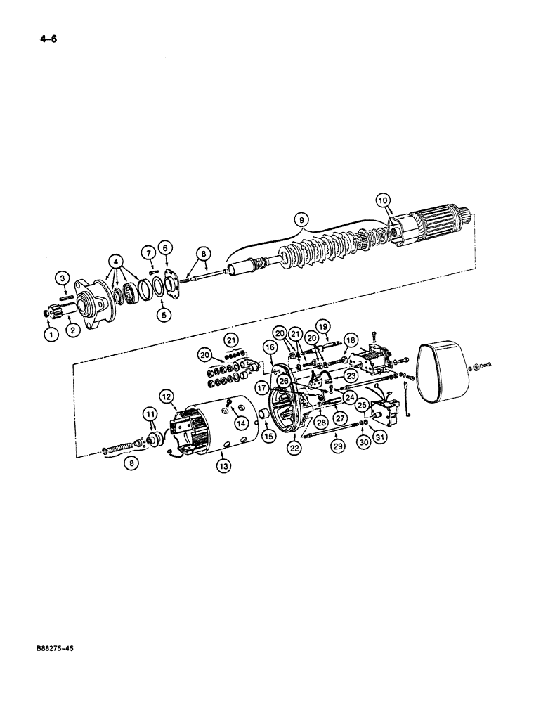 Схема запчастей Case 125B - (4-06) - STARTER, P.I.N. 74251 THRU 74963, 21801 THRU 21868, 26801 AND AFTER (04) - ELECTRICAL SYSTEMS