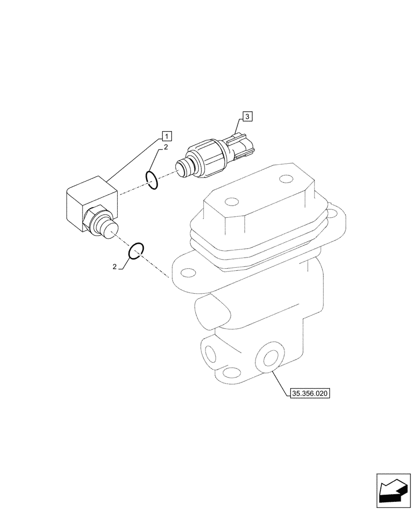 Схема запчастей Case CX750D RTC ME - (55.512.030) - FOOT CONTROL VALVE, SENSOR (55) - ELECTRICAL SYSTEMS