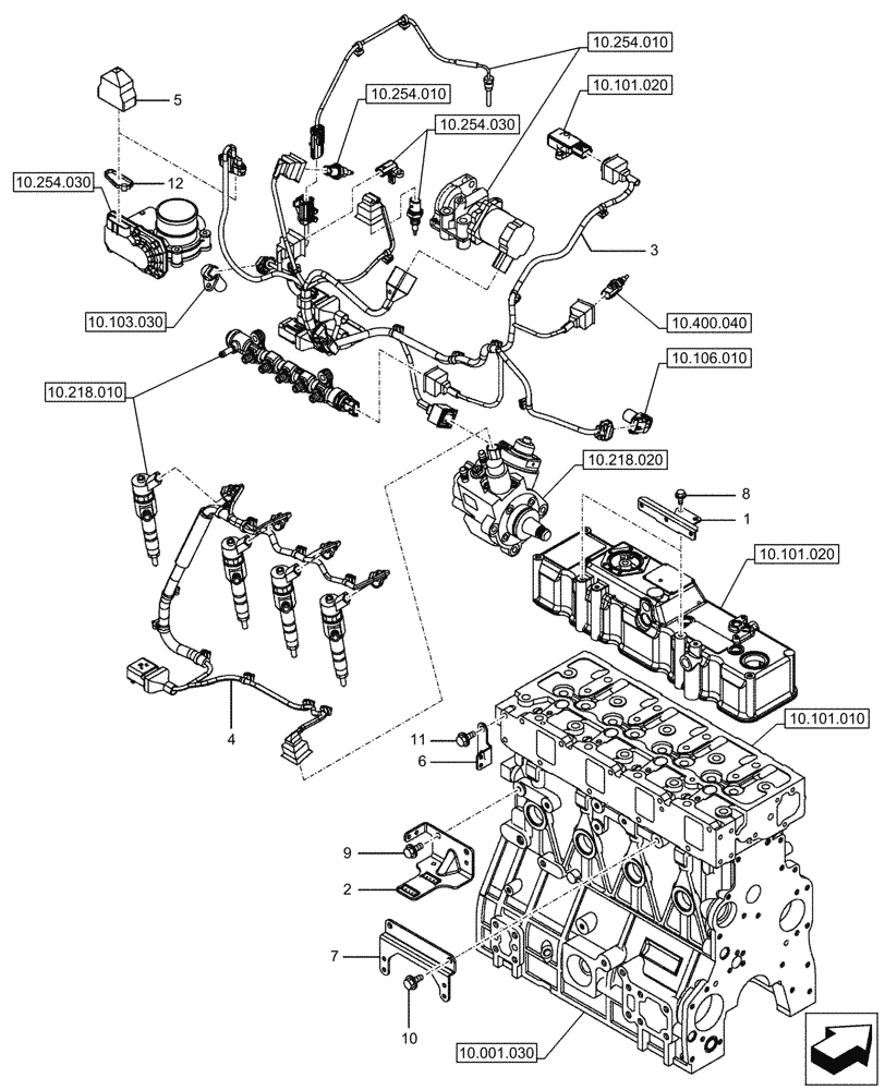 Схема запчастей Case CX60C - (55.015.020) - ENGINE, WIRE HARNESS (55) - ELECTRICAL SYSTEMS