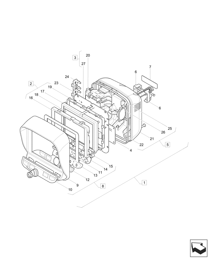 Схема запчастей Case CX60C - (55.512.040) - INSTRUMENT CLUSTER, COMPONENTS (55) - ELECTRICAL SYSTEMS