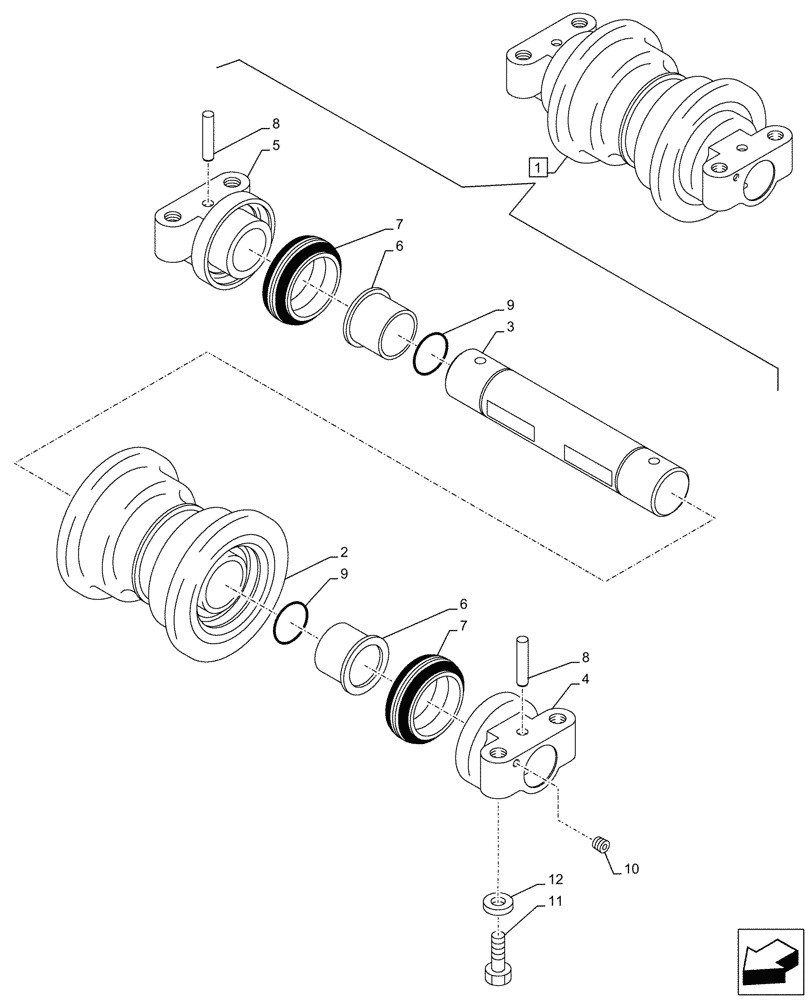 Схема запчастей Case CX750D RTC ME - (48.138.020) - TRACK ROLLER (48) - TRACKS & TRACK SUSPENSION