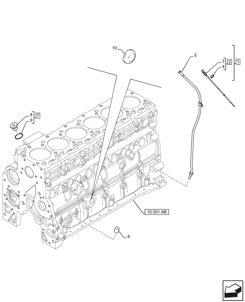 Схема запчастей Case F4HFE613F A012 - (10.304.AJ) - ENGINE OIL, DIPSTICK (10) - ENGINE