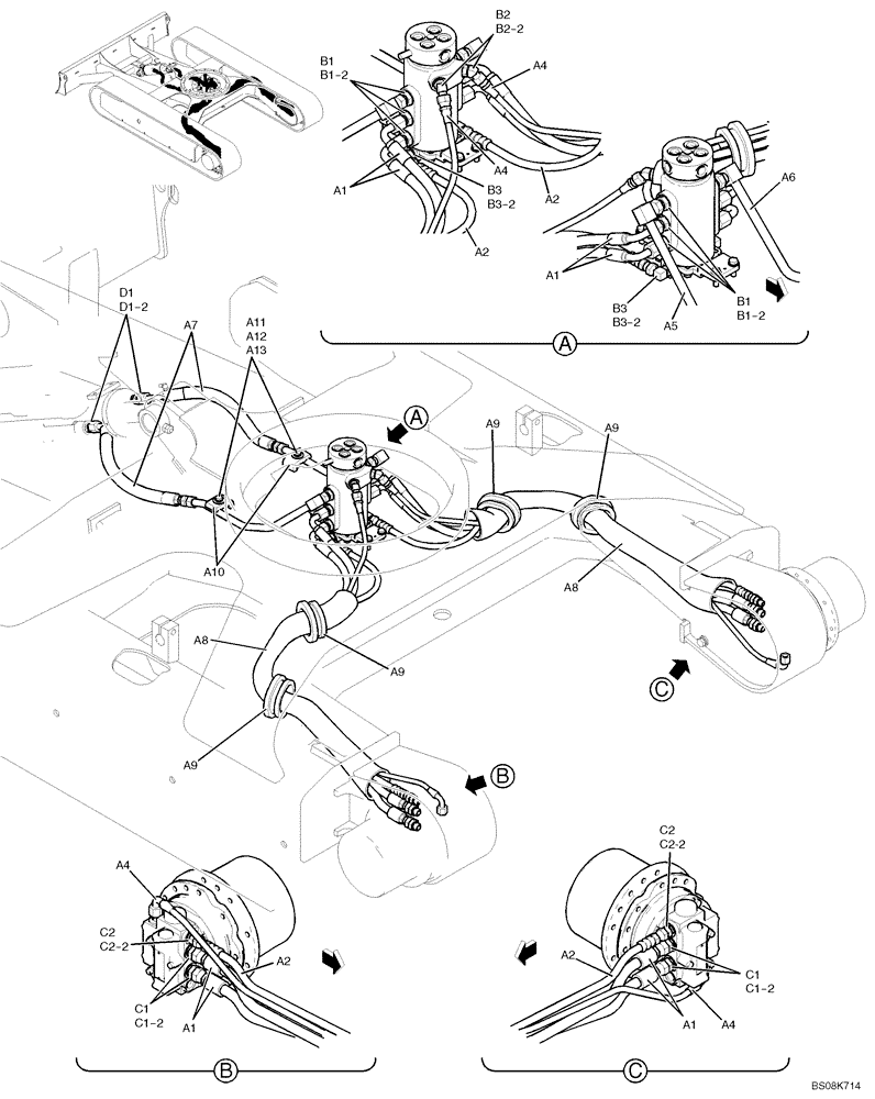 Схема запчастей Case CX27B BTW - (02-010) - HYDRAULIC LINES, LOW (PV02H00006F1, PV19H00006F1, PM12H00002F1, PM13H00001F1) (35) - HYDRAULIC SYSTEMS