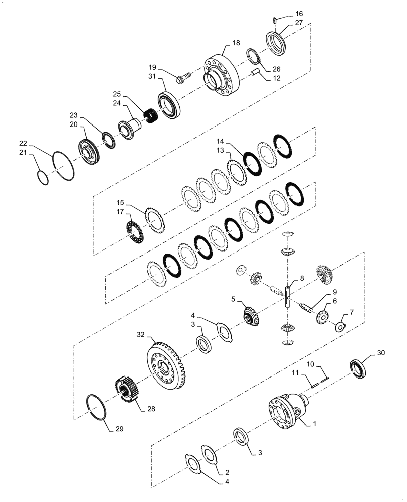 Схема запчастей Case 521G - (25.102.030) - VAR - 424235 - DIFFERENTIAL ASSEMBLY, HEAVY DUTY (25) - FRONT AXLE SYSTEM