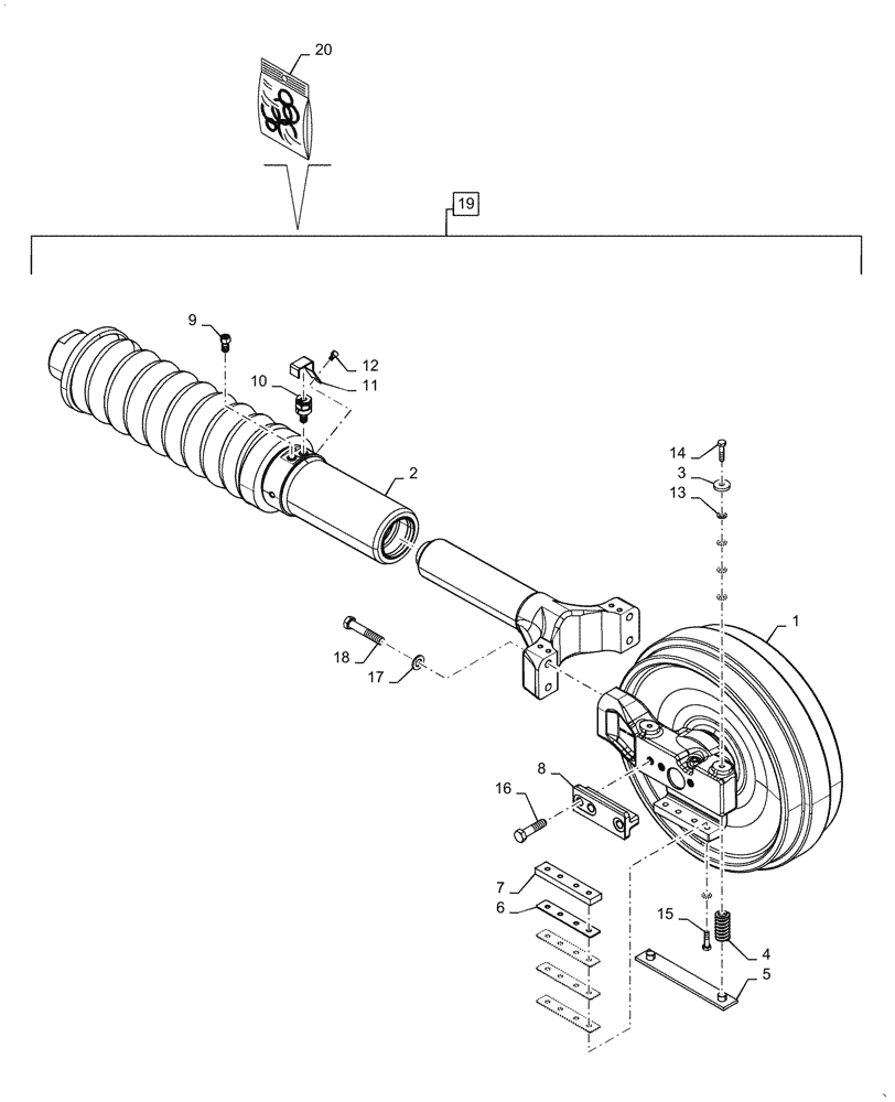 Схема запчастей Case 2050M XLT PAT - (48.134.050) - TRACK CHAIN, TENSIONER, ASSY, ULTRA-LIFE (48) - TRACKS & TRACK SUSPENSION