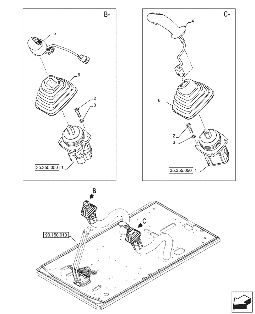 Схема запчастей Case CX750D RTC - (35.355.020) - VAR - 461865, 461868, 461869, 461871 - JOYSTICK (35) - HYDRAULIC SYSTEMS