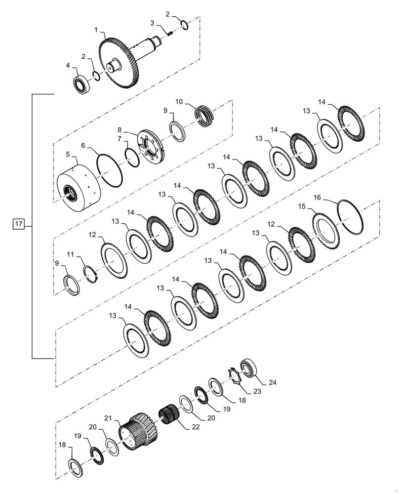 Схема запчастей Case 521G - (21.155.010) - VAR - 424224 - 1ST GEAR CLUTCH ASSEMBLY (21) - TRANSMISSION