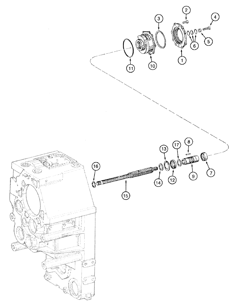 Схема запчастей Case 921B - (6-014) - TRANSMISSION ASSEMBLY - 114363A1 PUMP, OUTPUT GEAR AND SHAFT (06) - POWER TRAIN