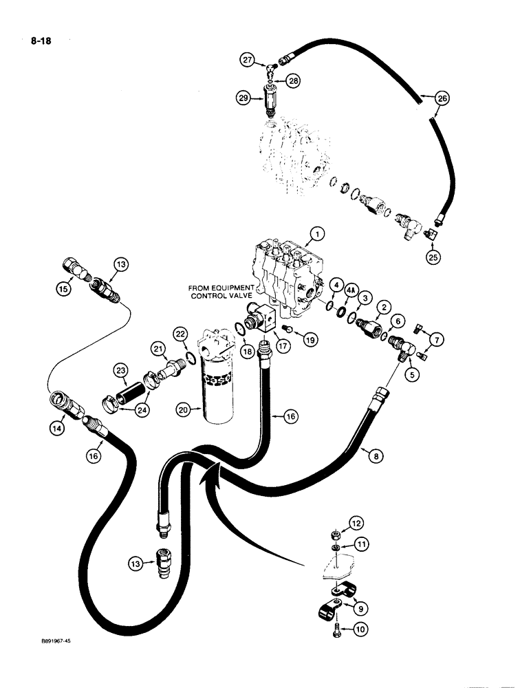 Схема запчастей Case 550 - (8-18) - BACKHOE CONNECTING HYDRAULIC CIRCUIT (08) - HYDRAULICS