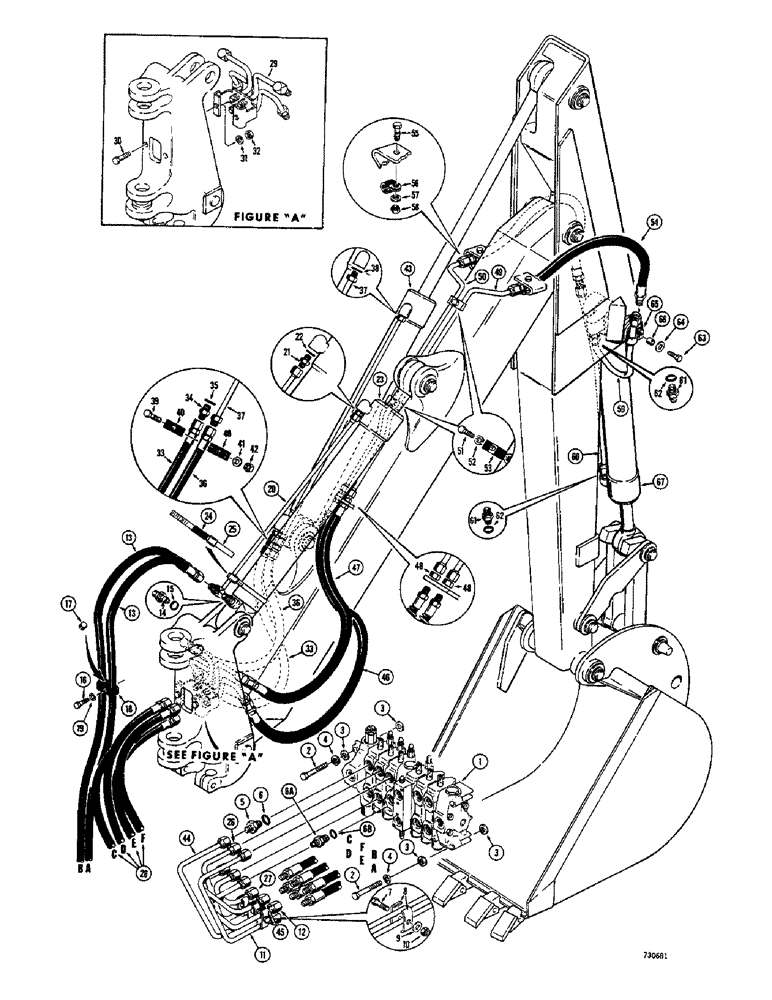 Схема запчастей Case 680CK - (200) - BACKHOE HYDRAULICS - COMMERCIAL VALVE, BOOM, DIPPER AND (35) - HYDRAULIC SYSTEMS