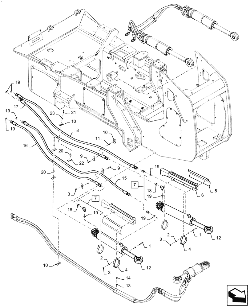 Схема запчастей Case 1650M XLT PAT - (35.741.010[02]) - ANGLE, CYLINDER, HYDRAULIC LINES (35) - HYDRAULIC SYSTEMS