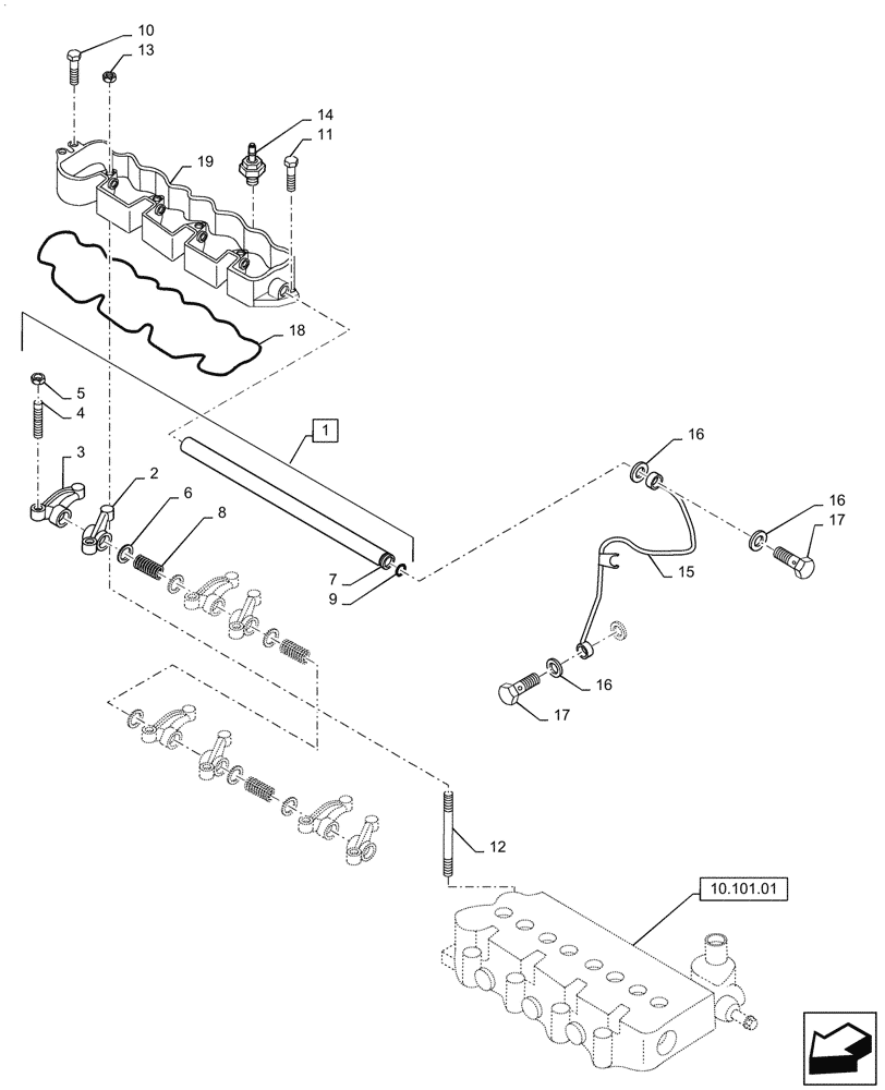 Схема запчастей Case SV185 - (10.106.AO) - ROCKER ARMS (10) - ENGINE