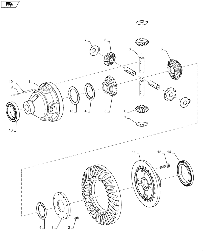 Схема запчастей Case 1121G - (27.102.010) - VAR - 424235, 424775 - DIFFERENTIAL ASSEMBLY, STANDARD/HEAVY DUTY (27) - REAR AXLE SYSTEM