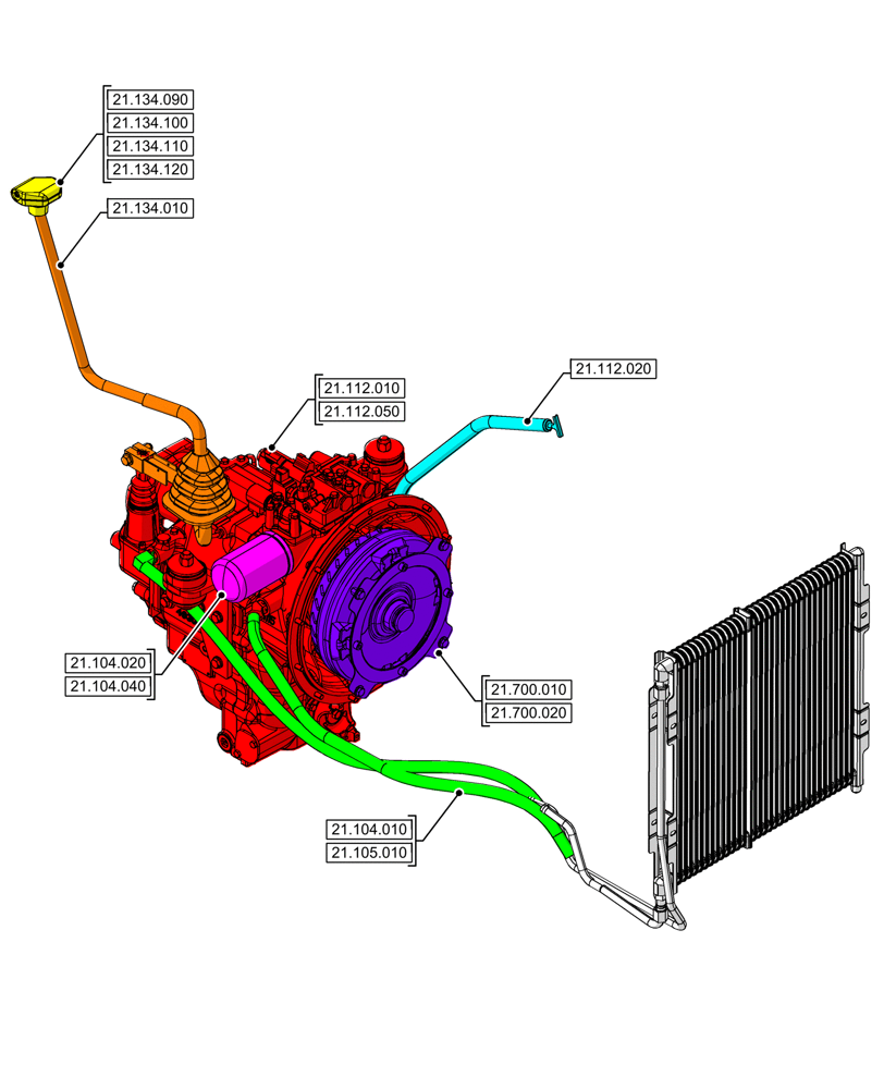 Схема запчастей Case 580SN WT - (00.000.21[01]) - PICTORIAL INDEX - TRANSMISSION, POWERSHUTTLE (00) - GENERAL & PICTORIAL INDEX