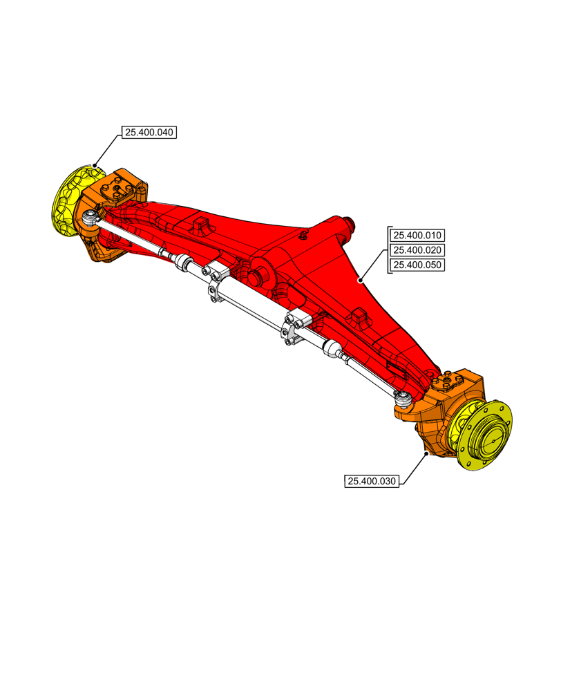 Схема запчастей Case 580SN - (00.000.25[01]) - PICTORIAL INDEX - FRONT AXLE SYSTEM, 2WD (00) - GENERAL & PICTORIAL INDEX