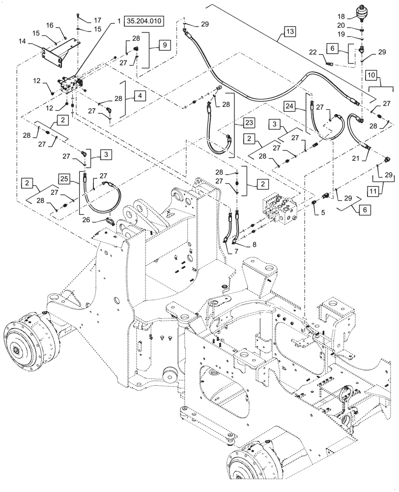 Схема запчастей Case 521G - (35.480.010) - VAR - 734051, 734052 - CONTROL VALVE LINE - 2 SPOOL, EH (35) - HYDRAULIC SYSTEMS