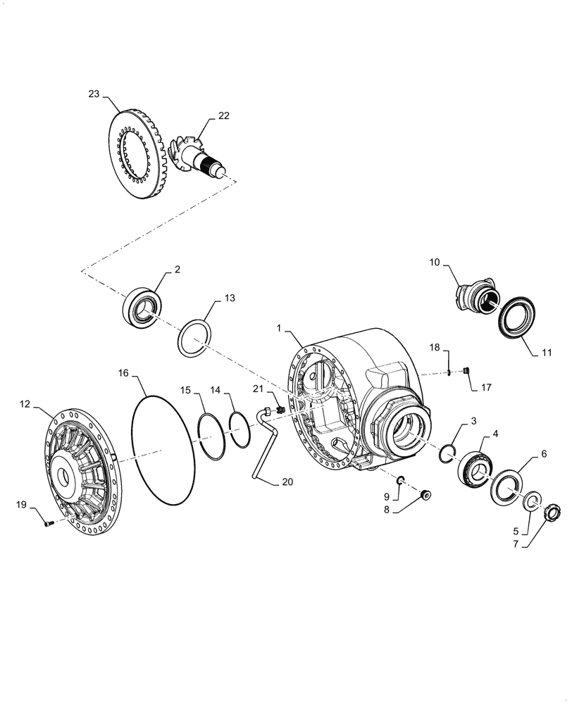 Схема запчастей Case 1121G - (25.102.010) - VAR - 424775 - FRONT AXLE DIFFERENTIAL CARRIER, STANDARD (25) - FRONT AXLE SYSTEM