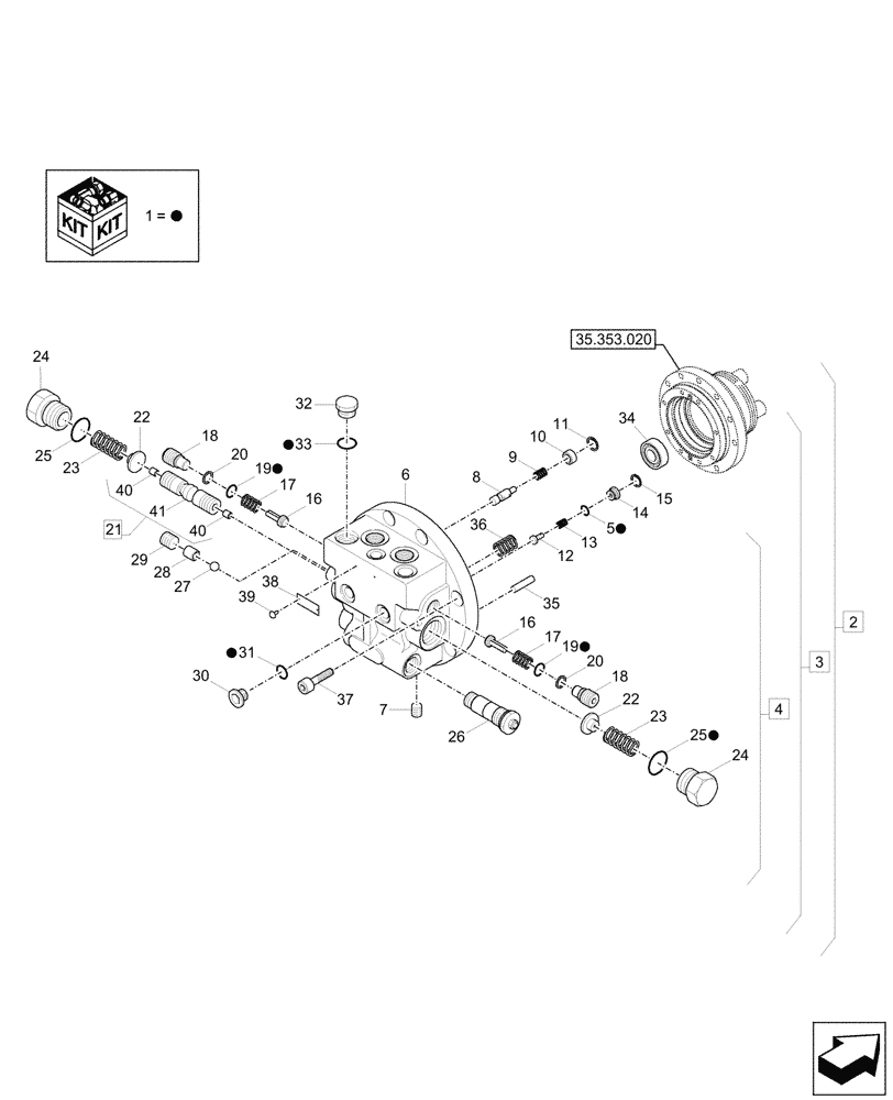 Схема запчастей Case CX57C - (35.353.010) - TRAVEL MOTOR & REDUCTION GEAR, COMPONENTS (35) - HYDRAULIC SYSTEMS