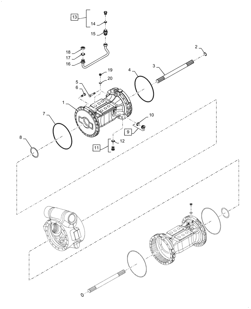 Схема запчастей Case 1021G - (27.100.070) - VAR - 734045, 734046 - REAR AXLE HOUSING, STANDARD/HEAVY DUTY (27) - REAR AXLE SYSTEM