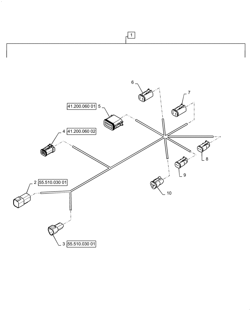 Схема запчастей Case 521G - (55.512.020) - VAR - 482913, 482930 - JOYSTICK HARNESS ASSEMBLY (55) - ELECTRICAL SYSTEMS