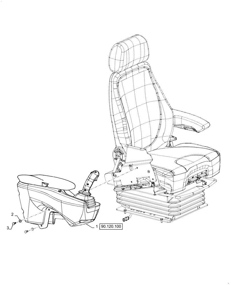 Схема запчастей Case 1121G - (90.120.090) - VAR - 734052 - JOYSTICK INSTALLATION, RIGHT SIDE (90) - PLATFORM, CAB, BODYWORK AND DECALS