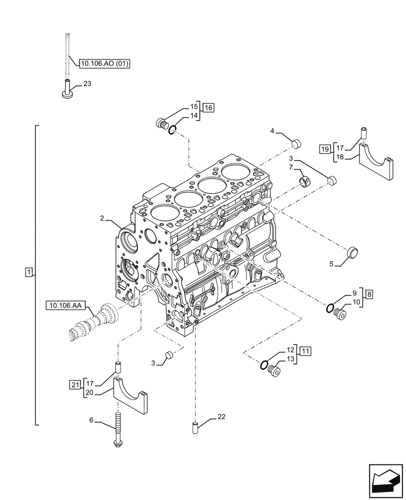 Схема запчастей Case F4HFE413P A008 - (10.001.AB) - CRANKCASE (10) - ENGINE