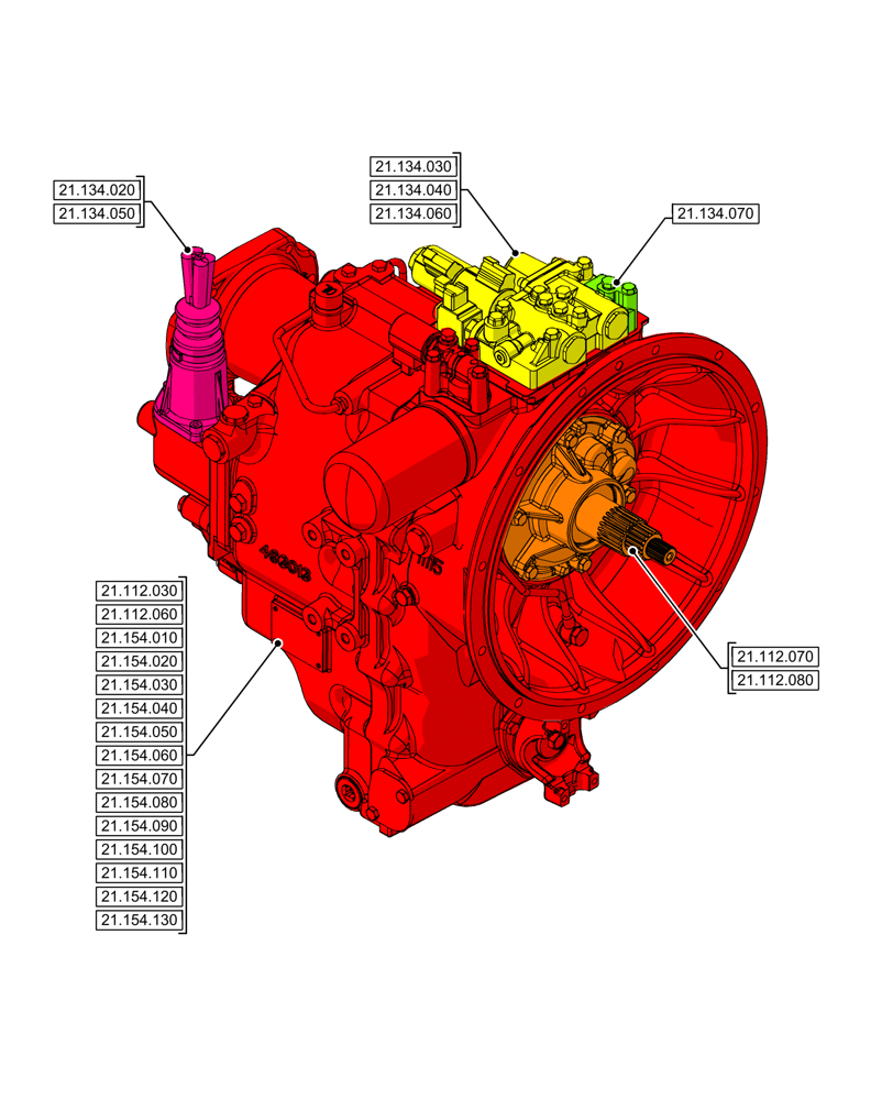 Схема запчастей Case 590SN - (00.000.21[02]) - PICTORIAL INDEX - TRANSMISSION, POWERSHUTTLE (00) - GENERAL & PICTORIAL INDEX