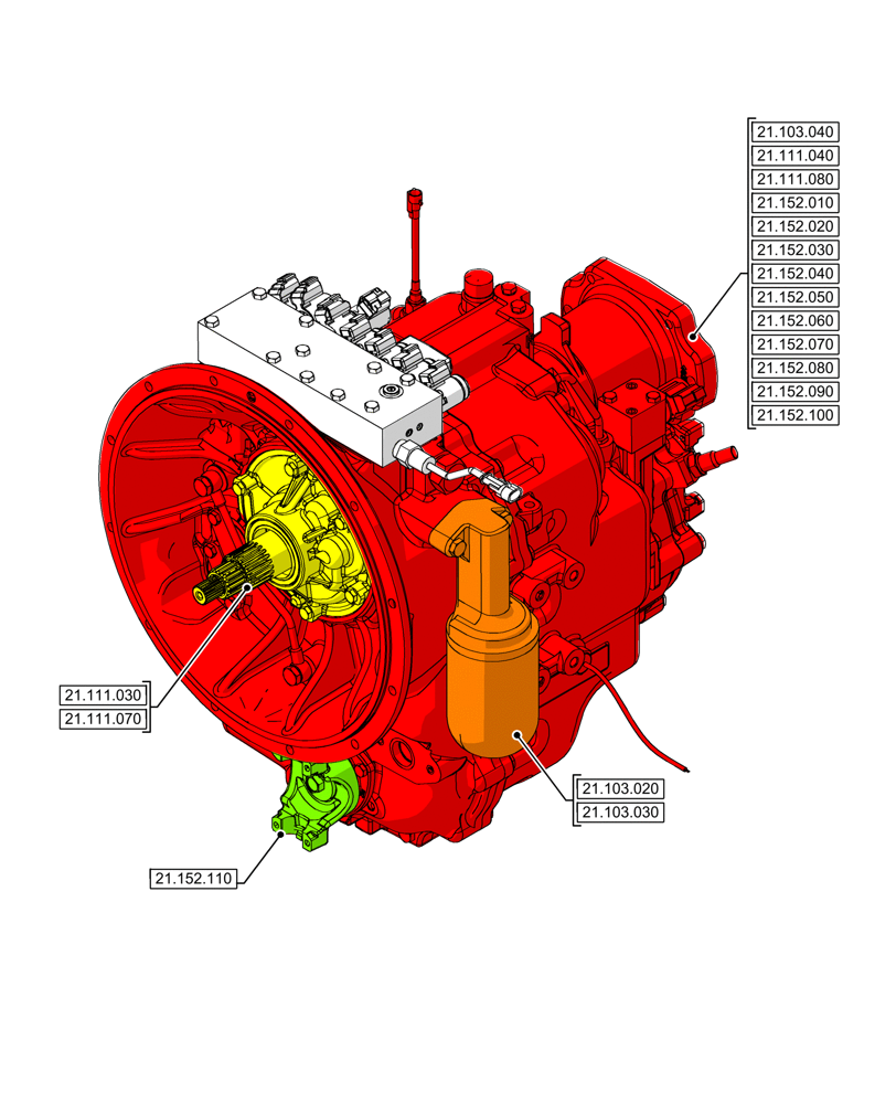 Схема запчастей Case 590SN - (00.000.21[04]) - PICTORIAL INDEX - TRANSMISSION, SEMI-POWERSHIFT (00) - GENERAL & PICTORIAL INDEX