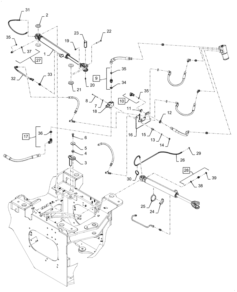 Схема запчастей Case 521G - (41.216.010) - STEERING CYLINDER & FITTING INSTALLATION (41) - STEERING