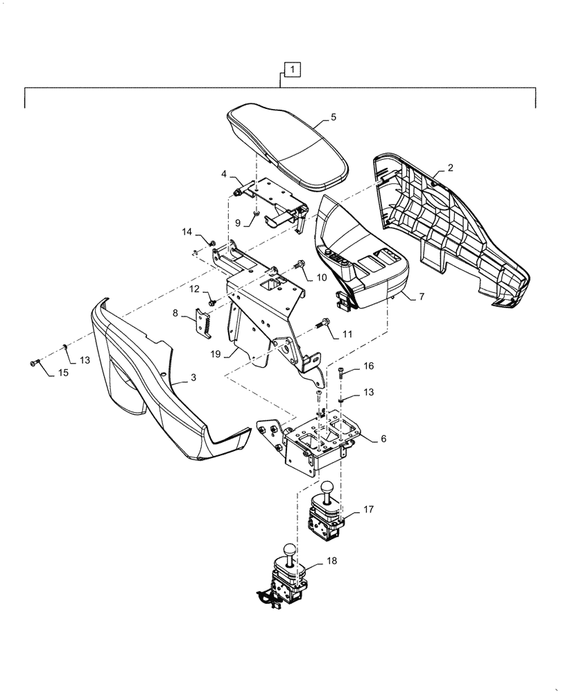 Схема запчастей Case 721G - (90.120.060) - VAR - 734051 - 2-LEVER LOADER CONTROL ASSEMBLY (90) - PLATFORM, CAB, BODYWORK AND DECALS