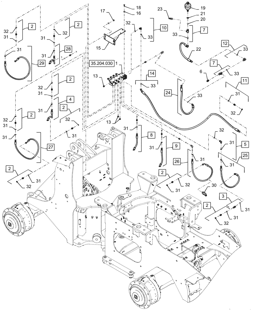 Схема запчастей Case 521G - (35.480.030) - VAR - 734055 - CONTROL VALVE LINE - EH CONTROL, 4 SPOOL (35) - HYDRAULIC SYSTEMS