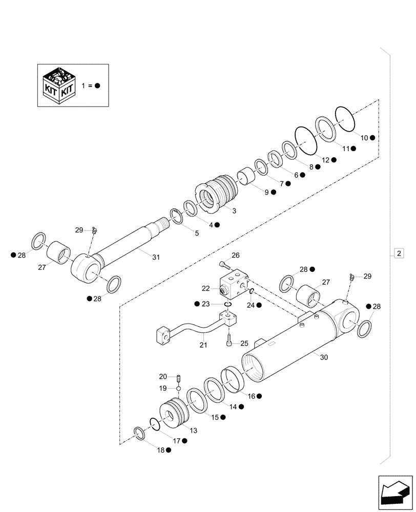 Схема запчастей Case CX57C - (35.741.020) - VAR - 747066 - DOZER BLADE, HYDRAULIC CYLINDER, W/ SAFETY VALVE, COMPONENTS (35) - HYDRAULIC SYSTEMS