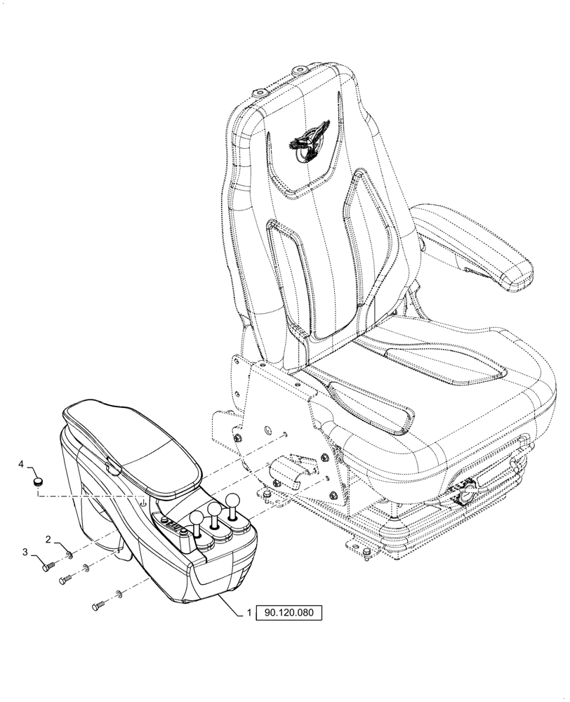 Схема запчастей Case 921G - (90.120.070) - VAR - 734053 - 3-LEVER LOADER CONTROL, INSTALLATION (90) - PLATFORM, CAB, BODYWORK AND DECALS