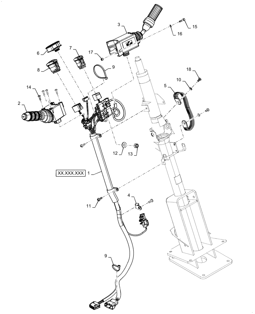 Схема запчастей Case 821G - (41.101.020) - STEERING COLUMN ELECTRICAL PEDESTAL (41) - STEERING