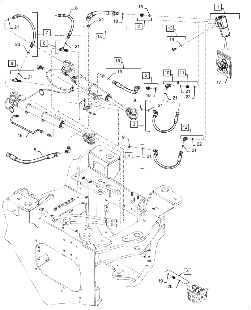 Схема запчастей Case 521G - (41.216.020) - STEERING CYLINDER LINE INSTALLATION (41) - STEERING