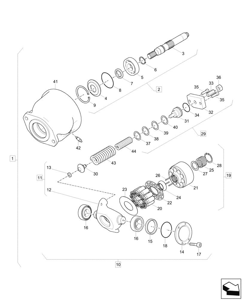 Схема запчастей Case CX57C - (35.106.010) - VAR - 747076, 747077 - HYDRAULIC PUMP, COMPONENTS (35) - HYDRAULIC SYSTEMS