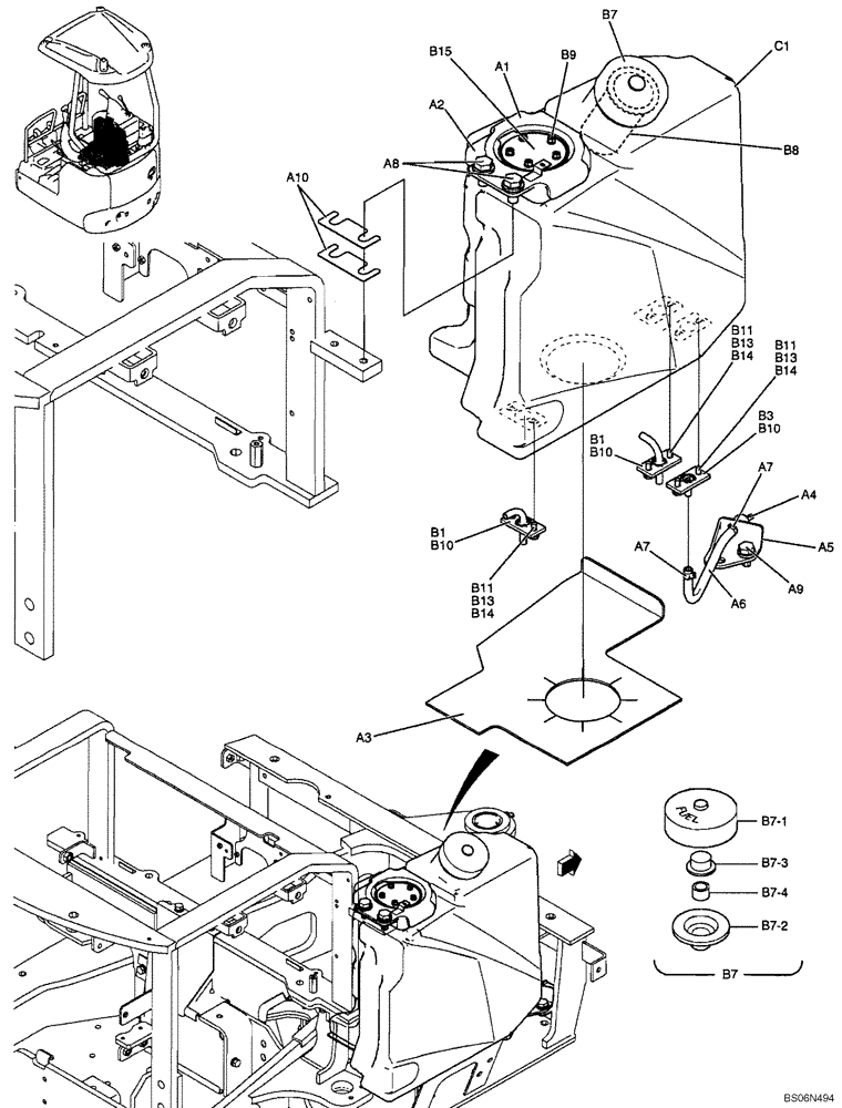 Схема запчастей Case CX17B - (01-011[00]) - TANK INSTAL, FUEL (PU20P00015F1, 14F1) (10) - ENGINE