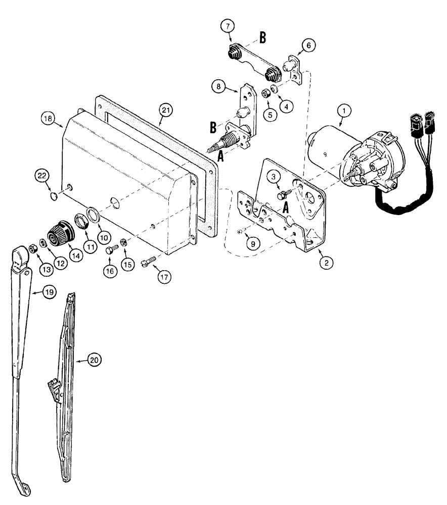 Схема запчастей Case 921B - (4-054) - REAR WIPER (04) - ELECTRICAL SYSTEMS