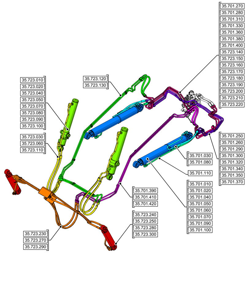 Схема запчастей Case 590SN - (00.000.35[01]) - PICTORIAL INDEX - HYDRAULIC SYSTEMS (00) - GENERAL & PICTORIAL INDEX