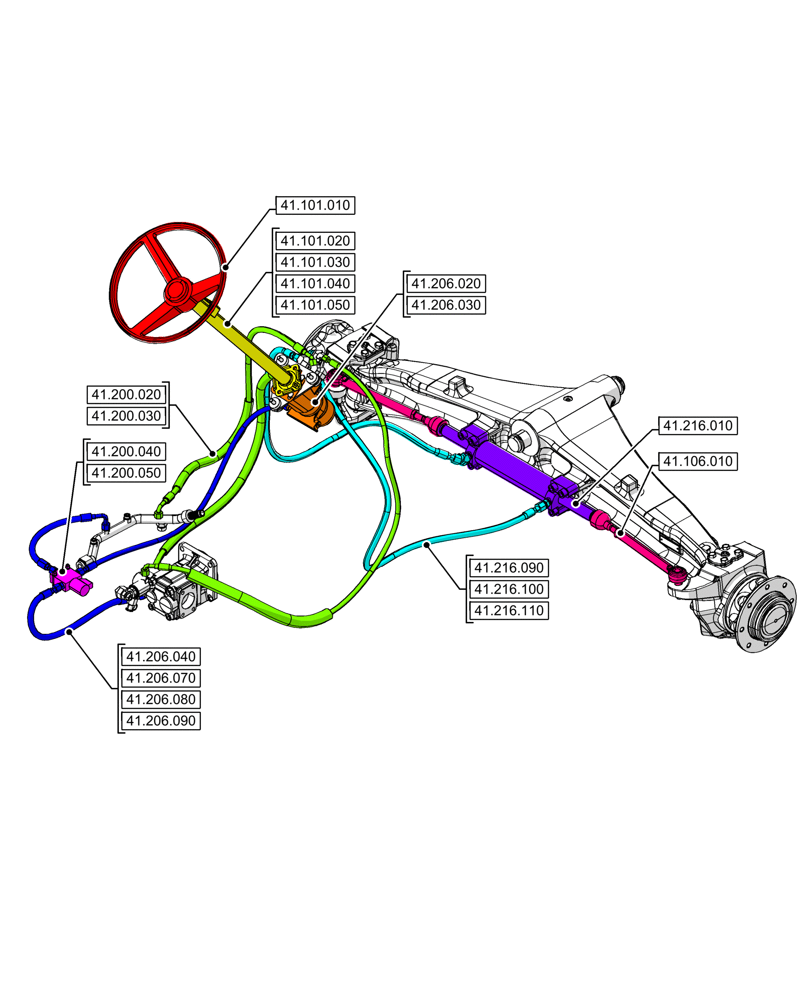 Схема запчастей Case 580N EP - (41.000.00[01]) - SECTION INDEX - STEERING, 2WD (41) - STEERING