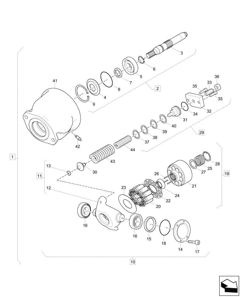 Схема запчастей Case CX60C - (35.106.010) - HYDRAULIC PUMP, COMPONENTS (35) - HYDRAULIC SYSTEMS