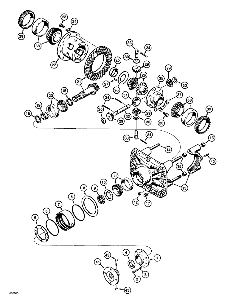 Схема запчастей Case 584E - (6-40) - REAR DRIVE AXLE, DIFFERENTIAL, FOUR WHEEL DRIVE MODELS (06) - POWER TRAIN