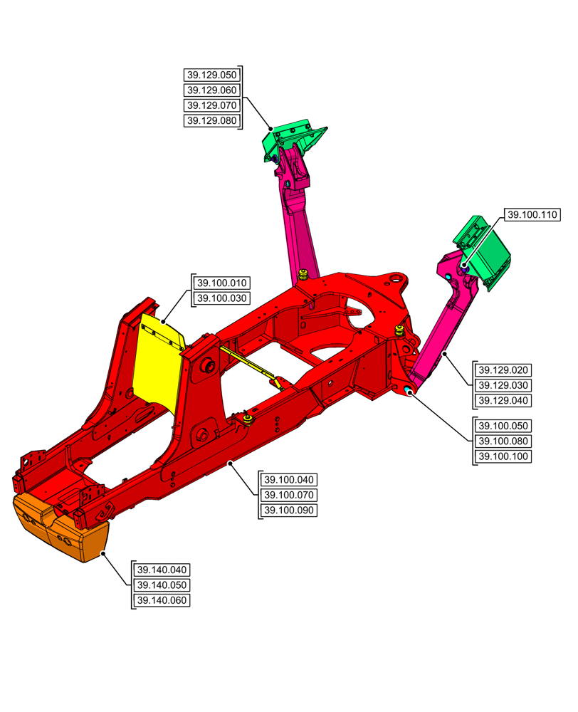 Схема запчастей Case 590SN - (39.000.00) - SECTION INDEX - FRAMES AND BALLASTING (39) - FRAMES AND BALLASTING