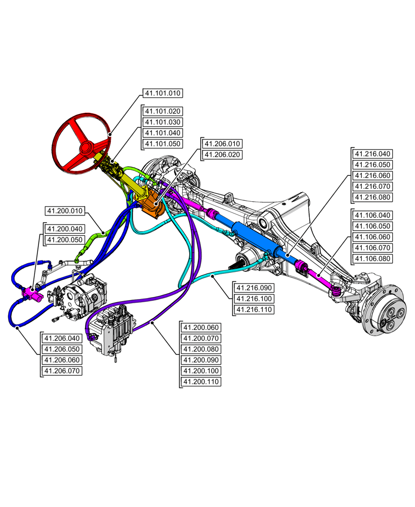 Схема запчастей Case 580SN WT - (41.000.00[03]) - SECTION INDEX - STEERING, 4WD (41) - STEERING