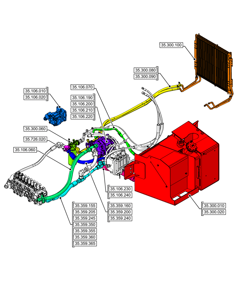 Схема запчастей Case 590SN - (00.000.35[05]) - PICTORIAL INDEX - HYDRAULIC SYSTEMS (00) - GENERAL & PICTORIAL INDEX