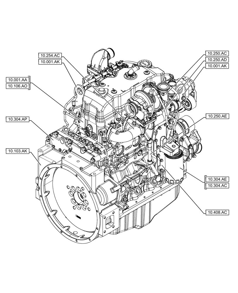 Схема запчастей Case F4HFE413P A008 - (00.000.10[02]) - PICTORIAL INDEX - ENGINE (00) - GENERAL & PICTORIAL INDEX