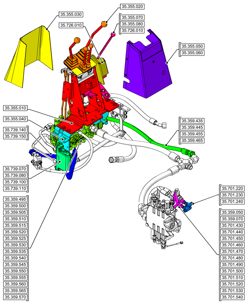 Схема запчастей Case 580SN WT - (00.000.35[09]) - PICTORIAL INDEX - HYDRAULIC SYSTEMS (00) - GENERAL & PICTORIAL INDEX