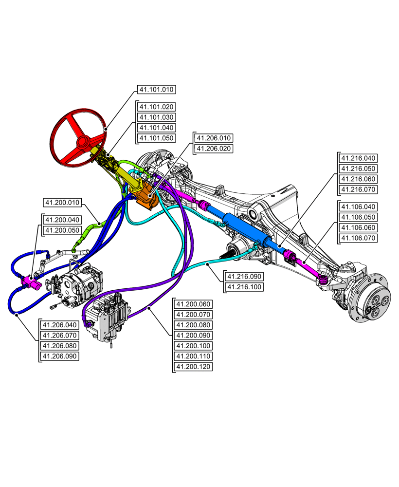 Схема запчастей Case 580SN - (41.000.00[03]) - SECTION INDEX - STEERING, 4WD (41) - STEERING