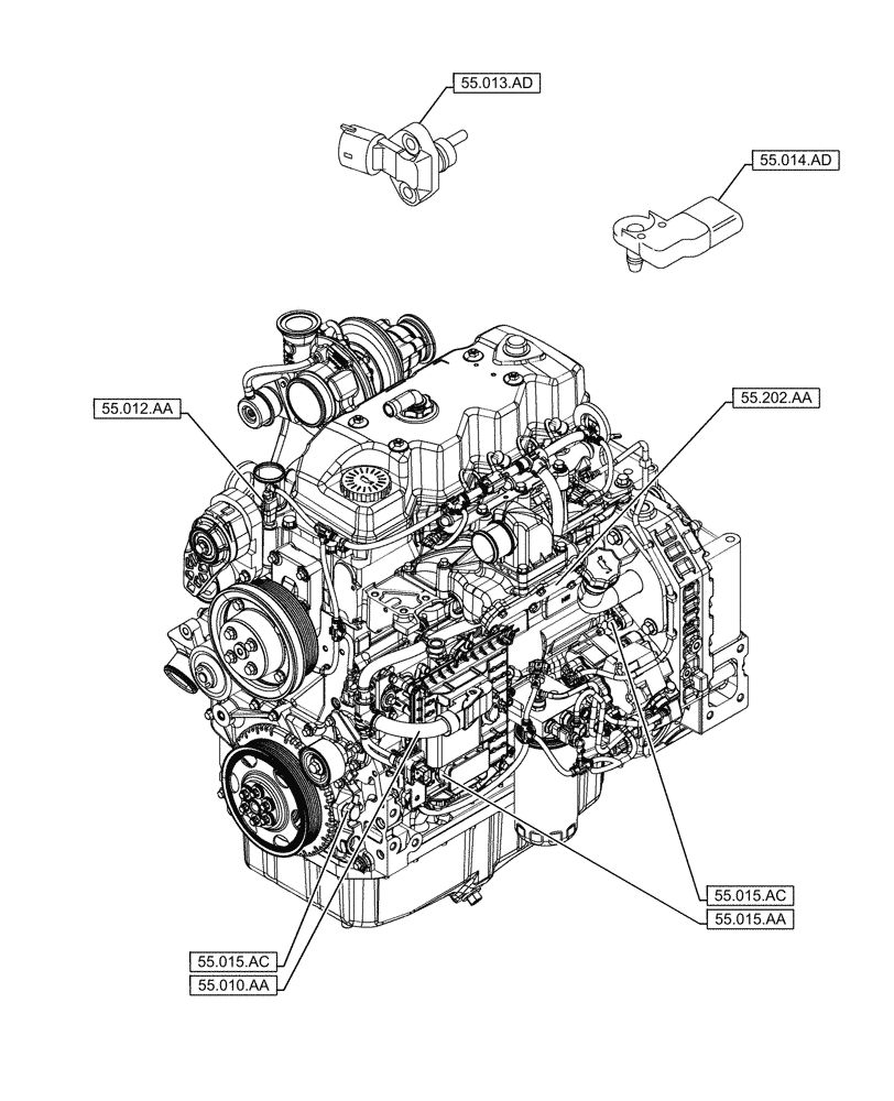 Схема запчастей Case F4HFE413P A008 - (00.000.55) - PICTORIAL INDEX - ELECTRICAL SYSTEMS (00) - GENERAL & PICTORIAL INDEX