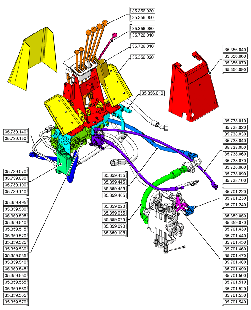 Схема запчастей Case 590SN - (00.000.35[08]) - PICTORIAL INDEX - HYDRAULIC SYSTEMS (00) - GENERAL & PICTORIAL INDEX